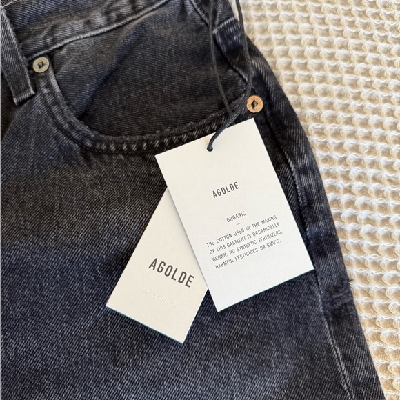 Agolde Black Criss Cross Jean Shorts - Picture 5 of 6